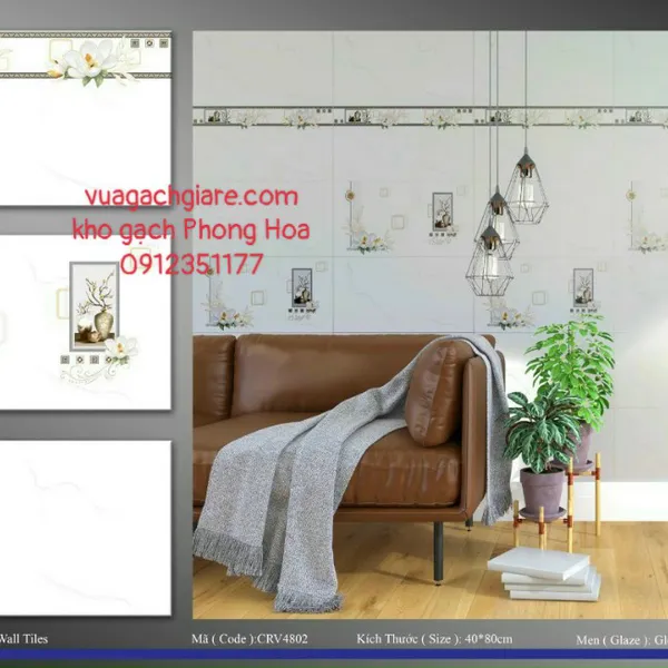 Gạch Men Ốp Tường 40x80 trắng vân khói CRV4802