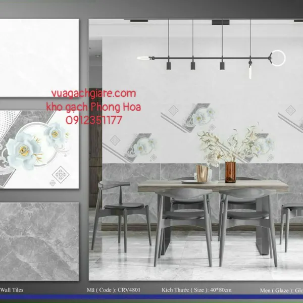 Gạch Men Ốp Tường 40x80 xám vân đá CRV4801