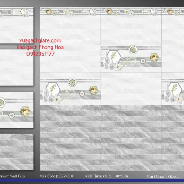 Gạch Men Ốp Tường 40x80 xám vân sọc ngang CRV4808