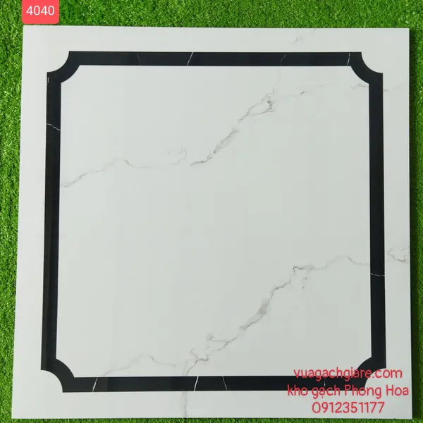 Gạch Đá Ốp Lát 80x80 Vitto trắng vân khói viền đen 4040