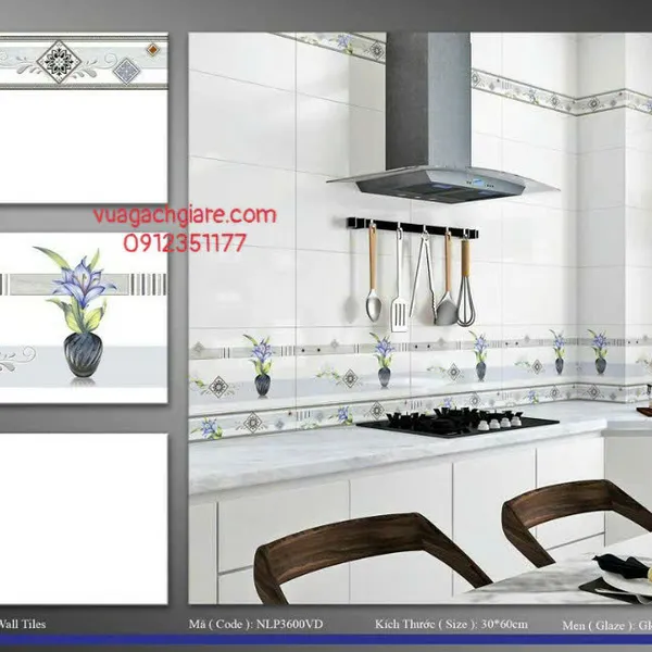 Gạch Men 30x60 Ốp Tường Giá Rẻ trắng trơn 3600V