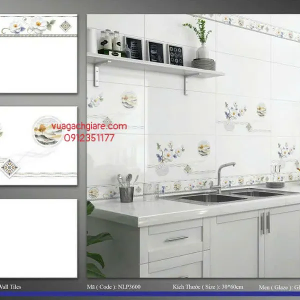 Gạch Men 30x60 Ốp Tường Giá Rẻ trắng trơn 3600V5