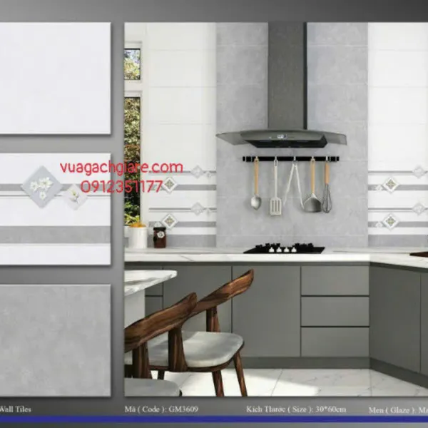 Gạch Men Mờ 30x60 Ốp Tường Giá Rẻ xám xi măng GM3609