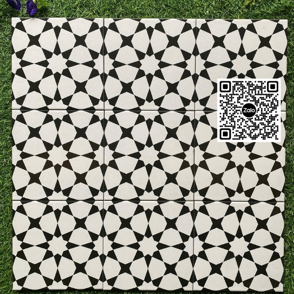 Gạch Bông 20x20 Ốp Lát Trang Trí ngôi sao đen trắng