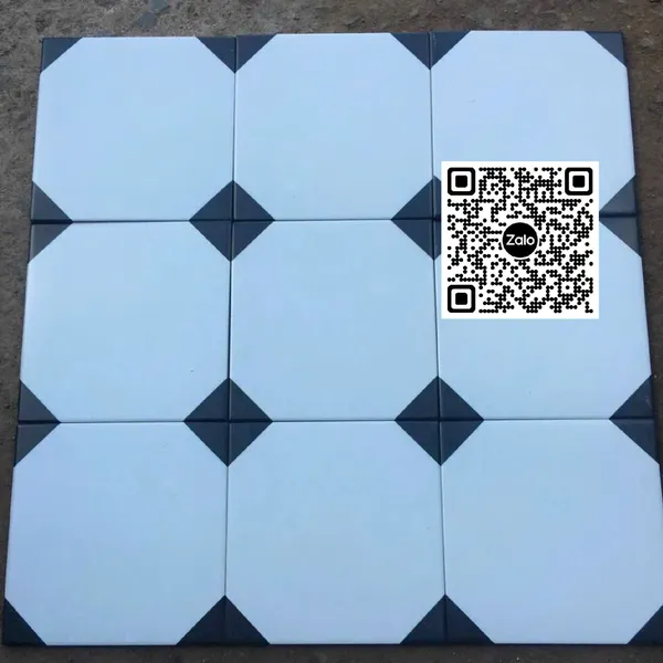 Gạch Bông 20x20 Ốp Lát Trang Trí trắng nhấn 4 góc đen