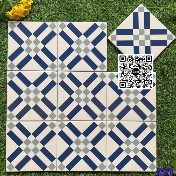 Gạch Bông 20x20 Ốp Lát Trang Trí trắng xám xanh dương