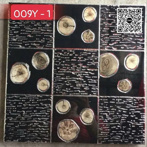 Gạch Khắc Kim 30x30 Cao Cấp nhũ bạc màu đen 009Y - 1