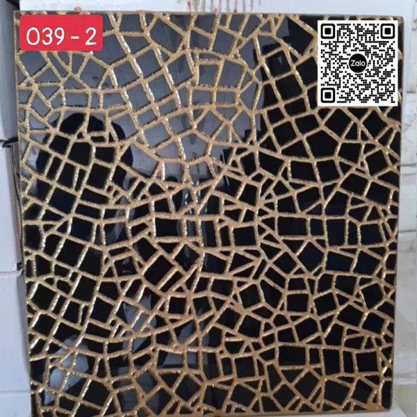 Gạch Khắc Kim 30x30 Cao Cấp nhũ vàng màu đen 039 - 2