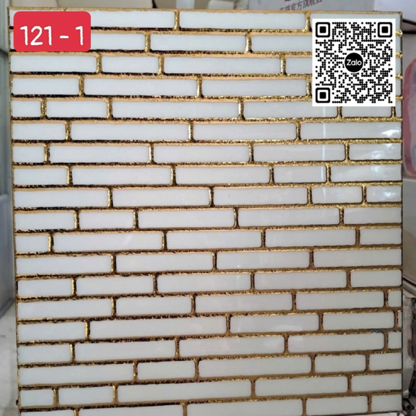 Gạch Khắc Kim 30x30 Cao Cấp nhũ vàng màu trắng 121 - 1
