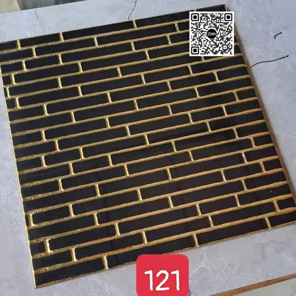 Gạch Khắc Kim 30x30 Cao Cấp nhũ vàng màu đen 121