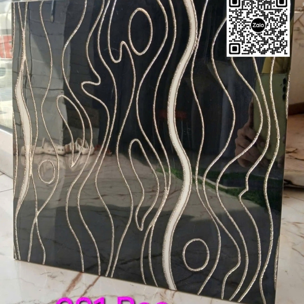 Gạch Khắc Kim 30x30 Cao Cấp nhũ bạc màu đen 281