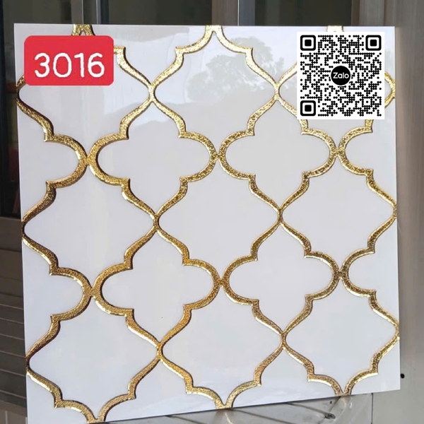 Gạch Khắc Kim 30x30 Cao Cấp nhũ vàng màu trắng 3016
