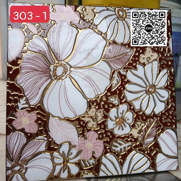 Gạch Khắc Kim 30x30 Cao Cấp nhũ vàng trắng nâu 303 - 1