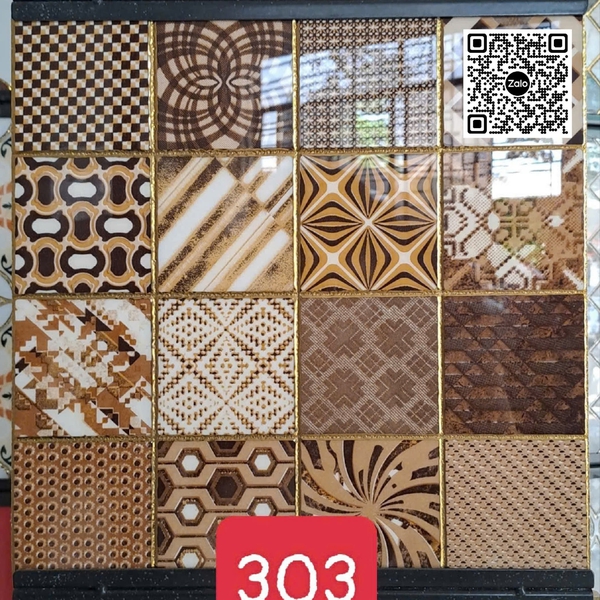 Gạch Khắc Kim 30x30 Cao Cấp nhũ vàng màu nâu 303