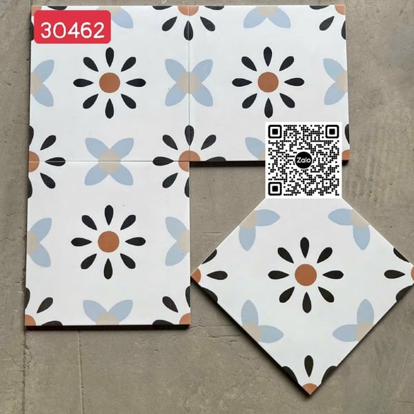 Gạch Bông 30x30 Ốp Lát Trang Trí trắng xám đen 30462