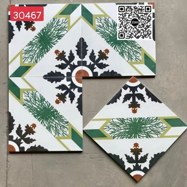 Gạch Bông 30x30 Ốp Lát Trang Trí xanh rêu đen 30467