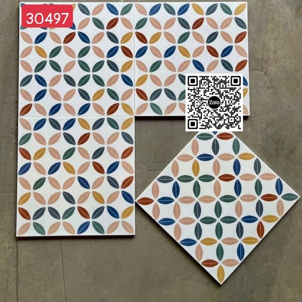 Gạch Bông 30x30 Ốp Lát Trang Trí xanh nâu vàng 30497