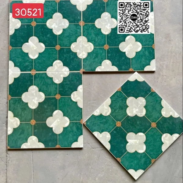 Gạch Bông 30x30 Ốp Lát Trang Trí xanh rêu trắng 30521