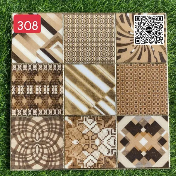 Gạch Khắc Kim 30x30 Cao Cấp nhũ vàng màu nâu 308