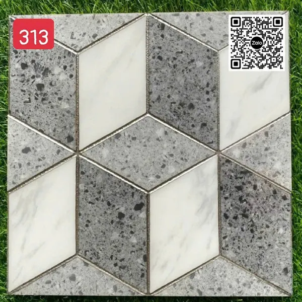 Gạch Khắc Kim 30x30 Cao Cấp nhũ bạc xám trắng 313