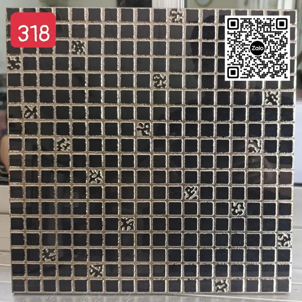 Gạch Khắc Kim 30x30 Cao Cấp nhũ bạc màu đen 318