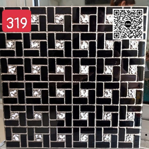 Gạch Khắc Kim 30x30 Cao Cấp nhũ bạc màu đen 319