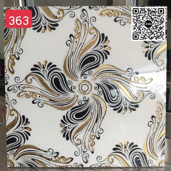 Gạch Khắc Kim 30x30 Cao Cấp nhũ vàng trắng đen 363