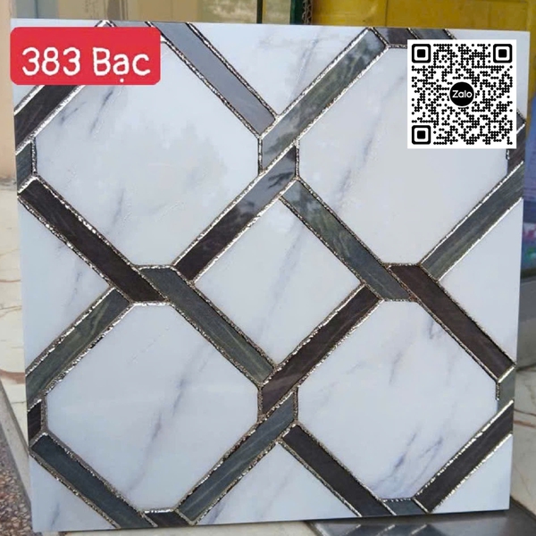 Gạch Khắc Kim 30x30 Cao Cấp nhũ bạc trắng vân khói 383