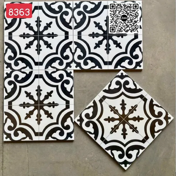 Gạch Bông 30x30 Ốp Lát Trang Trí trắng đen 8363