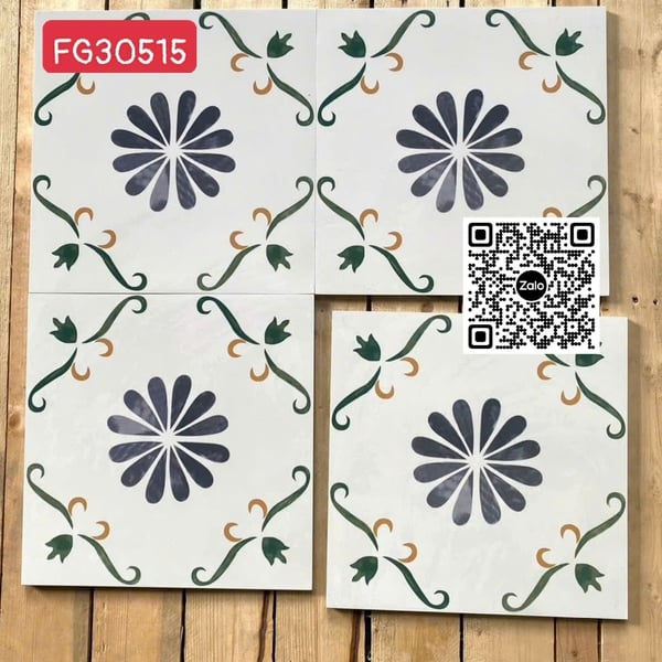 Gạch Bông 30x30 Ốp Lát Trang Trí trắng đen xanh rêu FG30515