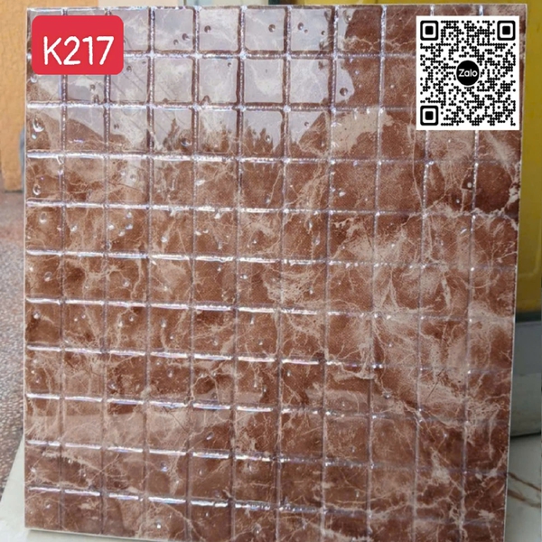 Gạch Khắc Kim 30x30 Cao Cấp nhũ bạc màu nâu K217