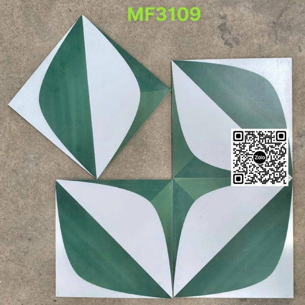 Gạch Bông 30x30 Ốp Lát Trang Trí trắng xanh rêu MF3109