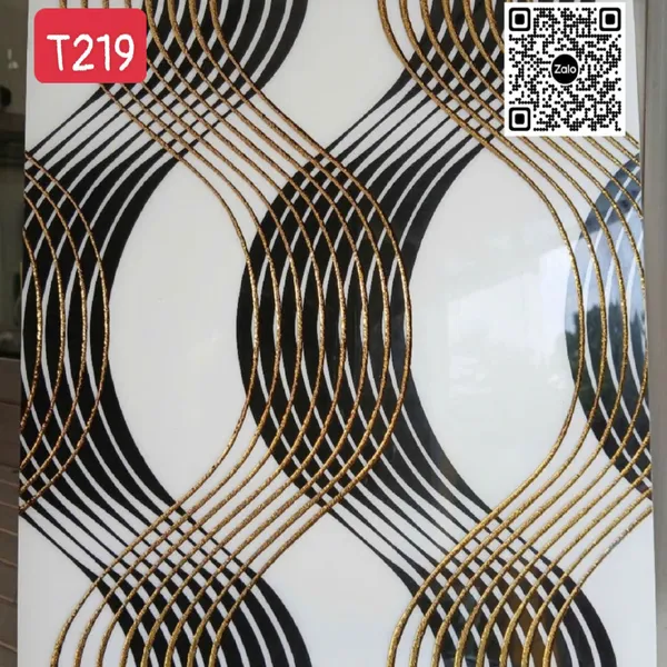 Gạch Khắc Kim 30x30 Cao Cấp nhũ vàng đen trắng T219