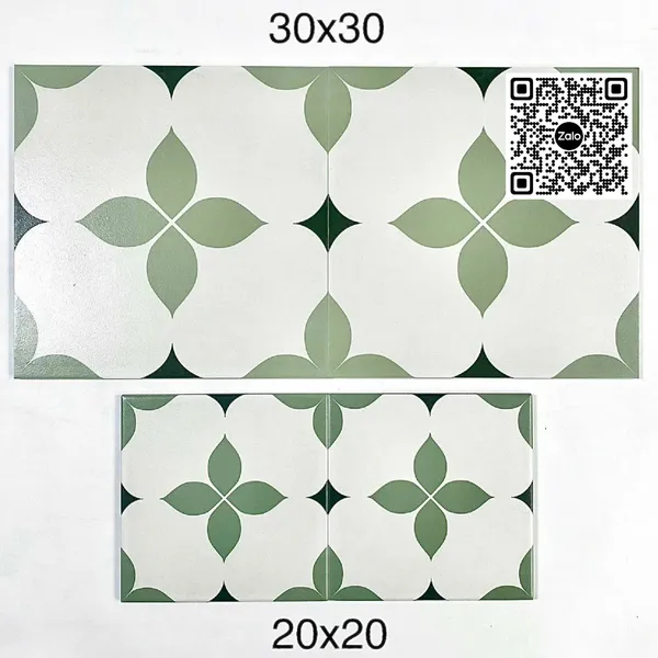 Gạch Bông 30x30 Ốp Lát Trang Trí trắng xanh rêu