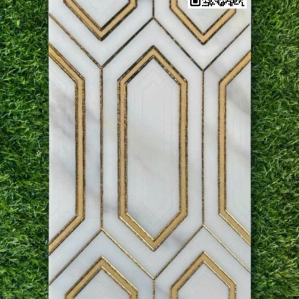 Gạch Khắc Kim 30x60 Ốp Lát Trang Trí Cao Cấp nhũ vàng trắng vân khói 3901