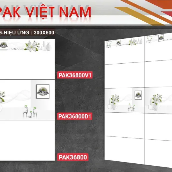 Gạch Men 30x80 Ốp Lát PAK trắng trơn 36800V1