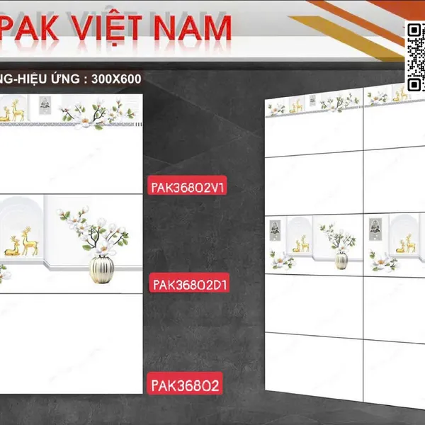 Gạch Men 30x60 Ốp Lát PAK trắng vân khói 36802V1