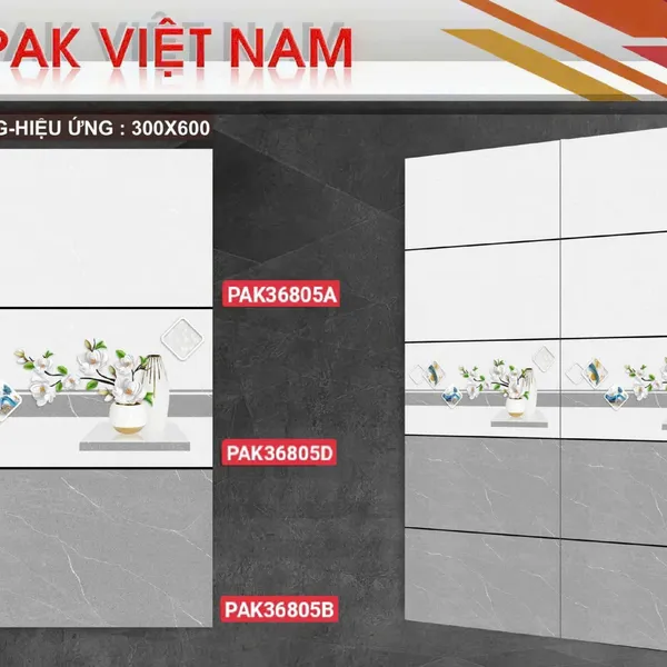 Gạch Men 30x60 Ốp Lát PAK xám vân trắng 36805