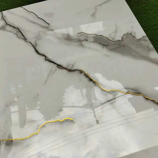 Gạch Đá Ốp Tường Khắc Kim 40x80 Cao Cấp Trung Quốc trắng vân khói nhũ vàng 48916