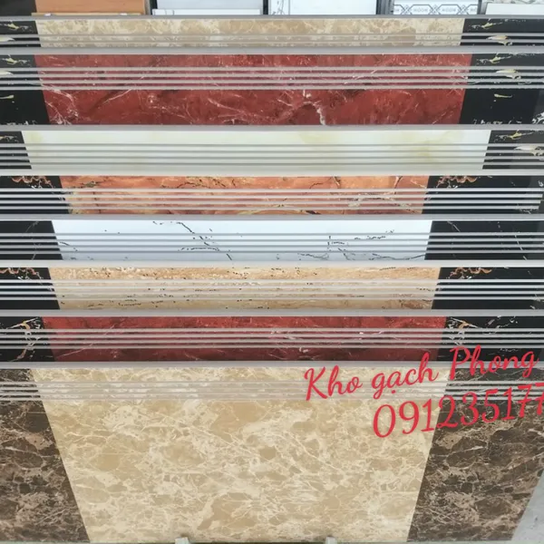 Gạch Đá 47x100 Ốp Bậc Cầu Thang đỏ vân trắng G1005
