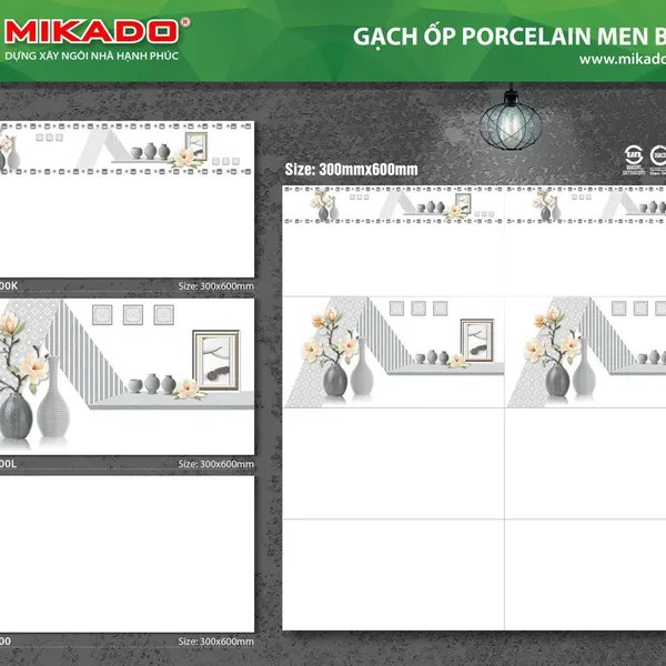 Gạch Đá Ốp Tường 30x60 Mikado trắng trơn MC3600K