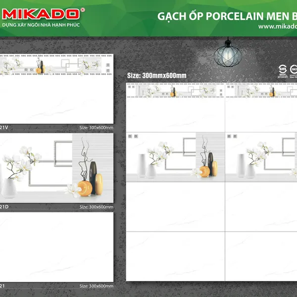 Gạch Đá Ốp Tường 30x60 Mikado trắng vân khói MC3621