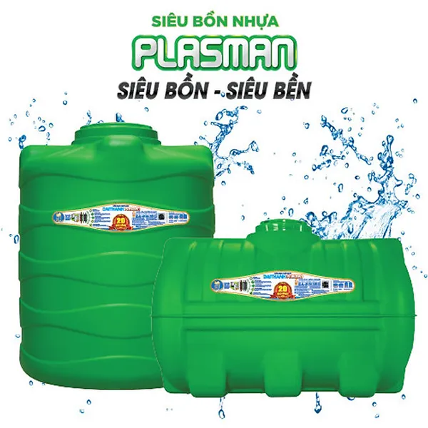 Bồn Nhựa Plasman HDPE Tân Á Đại Thành 1000L Đứng màu xanh lá