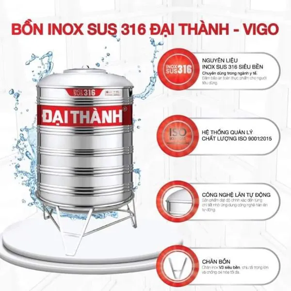 Bồn Nước Tân Á Đại Thành - VIGO INOX SUS 316 500L Nằm