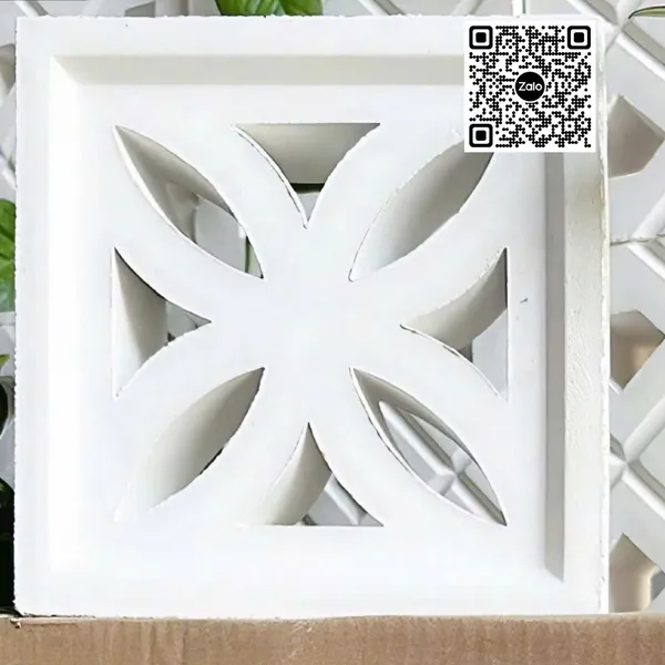 Gạch Bông Gió Xi Măng 19x19x6.5 Ốp Dán Trang Trí lá cây