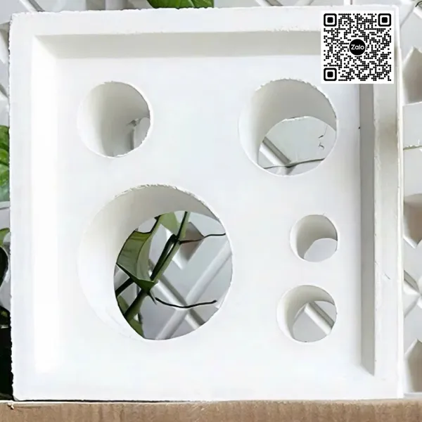 Gạch Bông Gió Xi Măng 19x19x6.5 Ốp Dán Trang Trí hình tròn lớn nhỏ