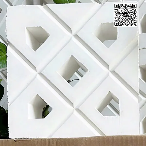 Gạch Bông Gió Xi Măng 19x19x6.5 Ốp Dán Trang Trí hình vuông tam giác