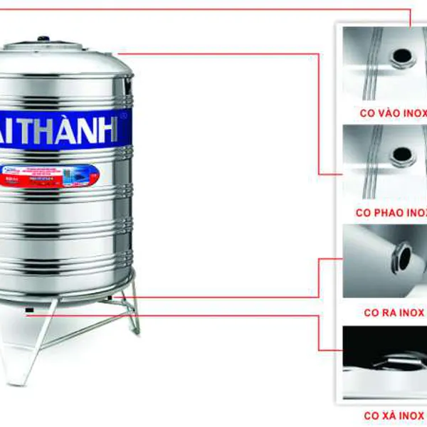 Bồn Nước Tân Á Đại Thành INOX SUS 304 2000L Đứng