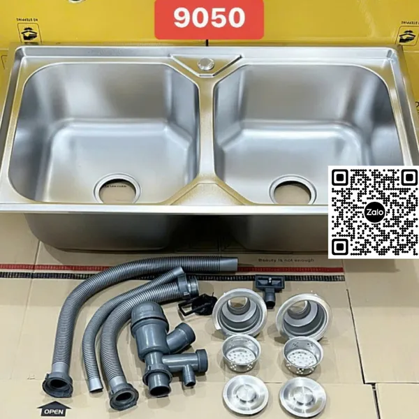 Chậu Rửa Chén Inox đôi 2 ngăn 9050