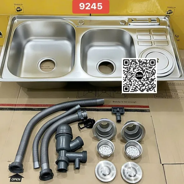 Chậu Rửa Chén Inox đôi 2 ngăn có cánh 10545